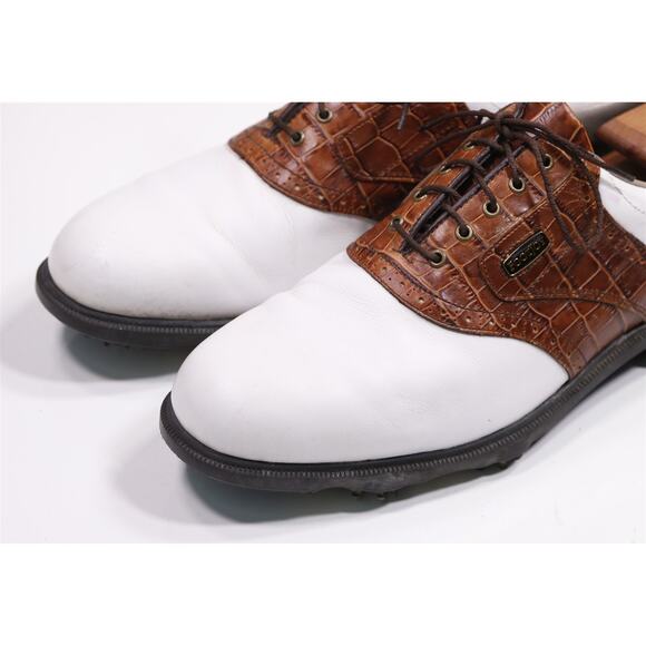 Footjoy Dryjoys ELC Crocodile Trim Saddle Golf Shoes Cleats 12 M - Picture 3 of 11